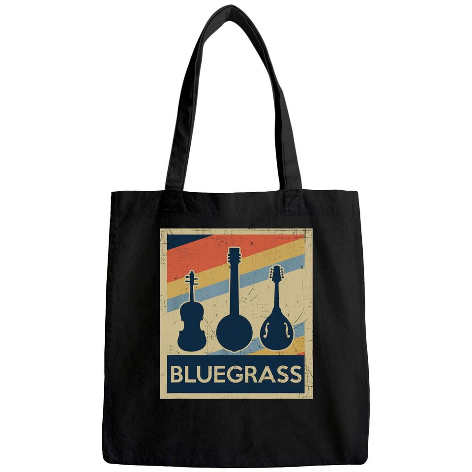 Bluegrass Vintage Music Instruments Retro Tote Bag