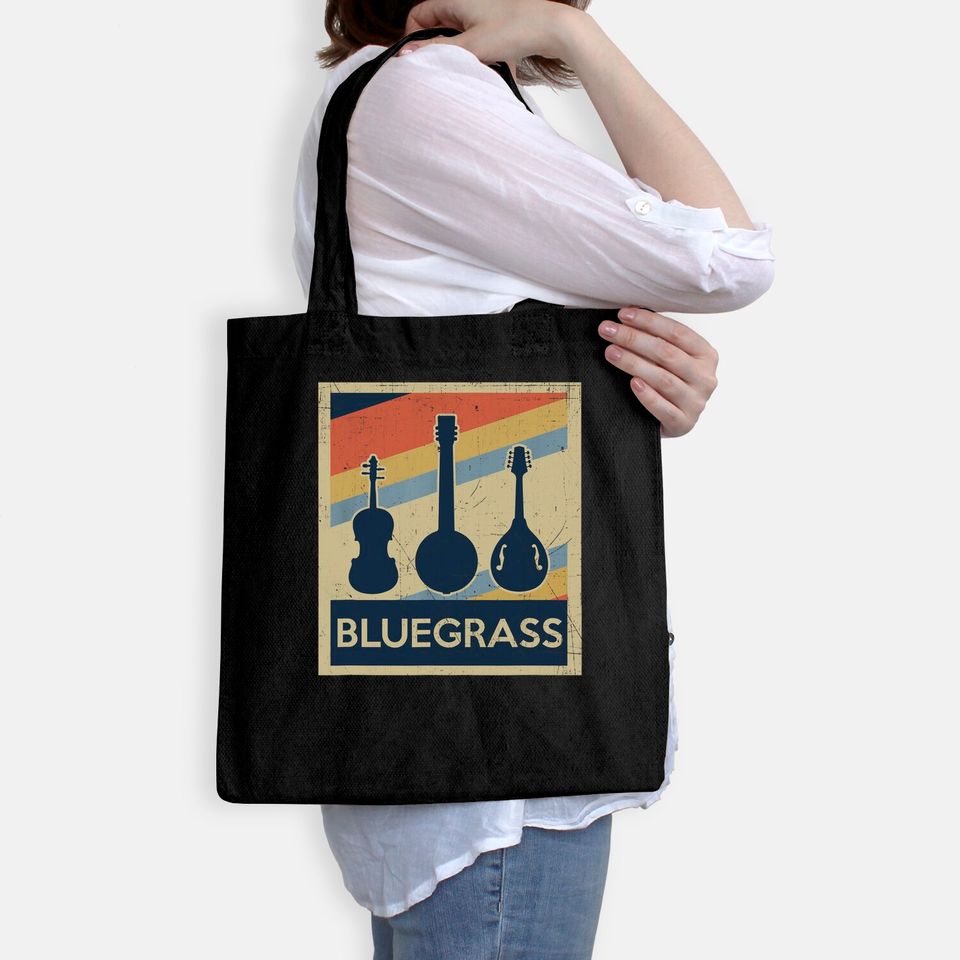 Bluegrass Vintage Music Instruments Retro Tote Bag