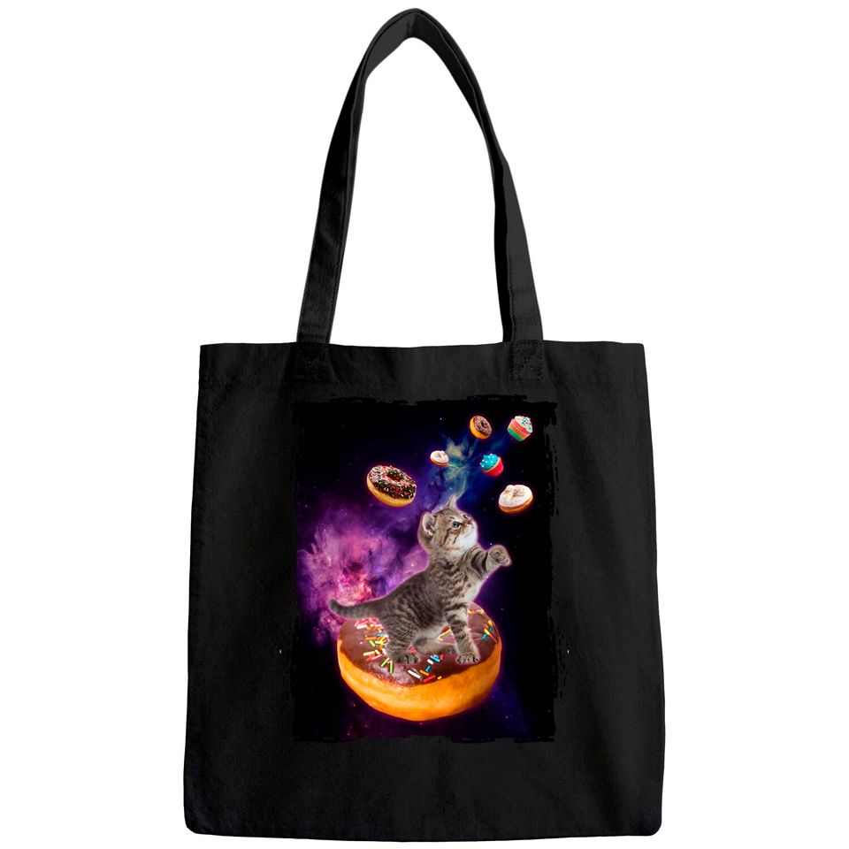 Abyssinian Cat Design Space Donuts Tote Bag