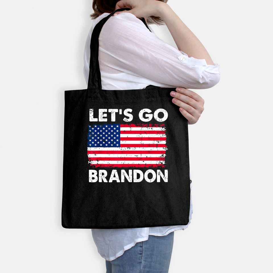Let's Go Brandon American Flag Retro Vintage Tote Bag