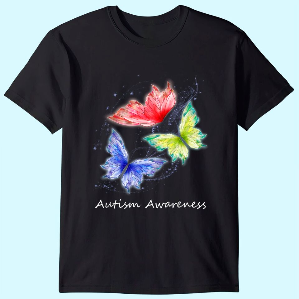 Autism Awareness Butterflies Without Puzzle Pieces Colorful T-Shirt