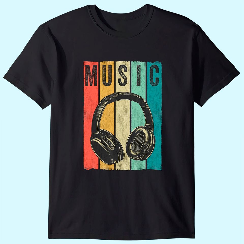 Electronic Music Lover DJ Gift Vintage Retro Headphones T-Shirt