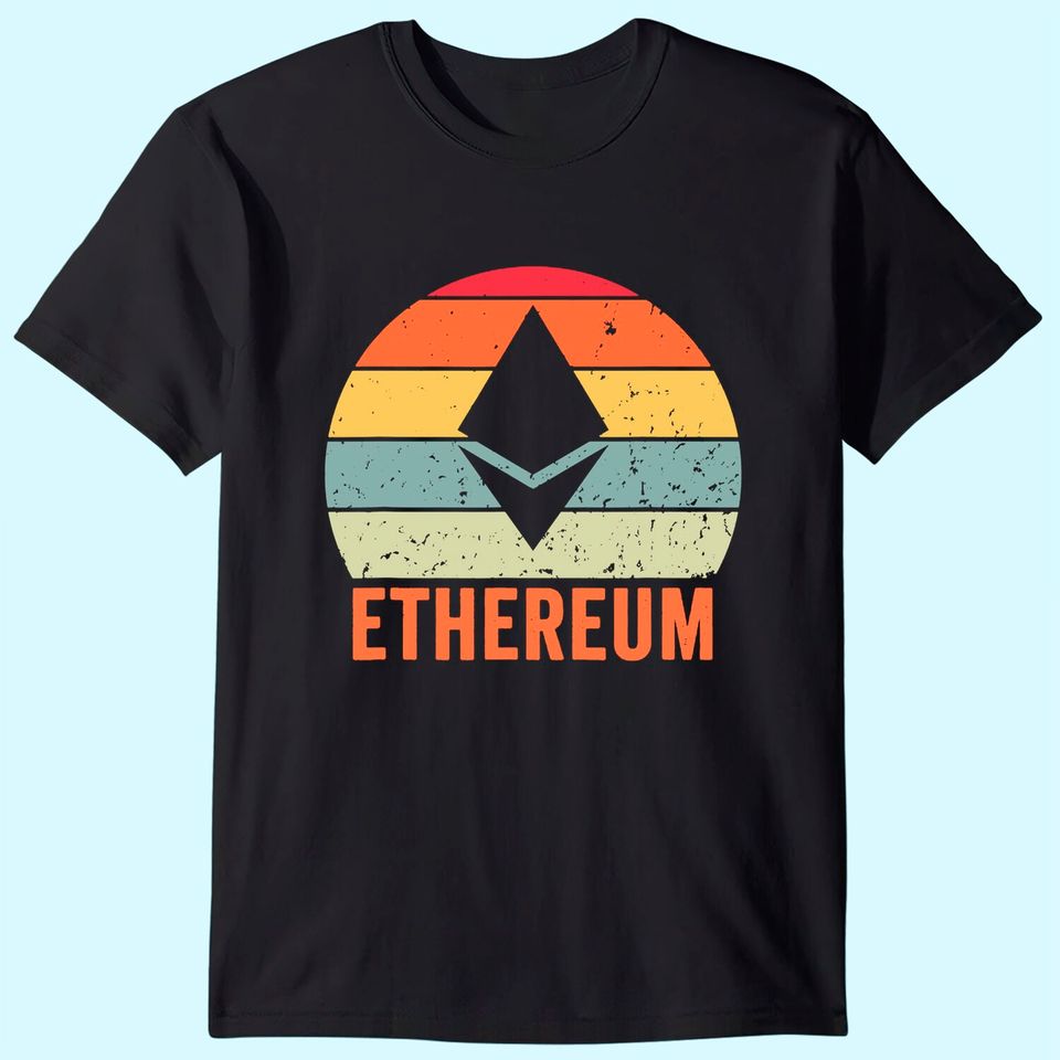 Ethereum Blockchain ETH Ether Cryptocurrency Retro Sunset T Shirt