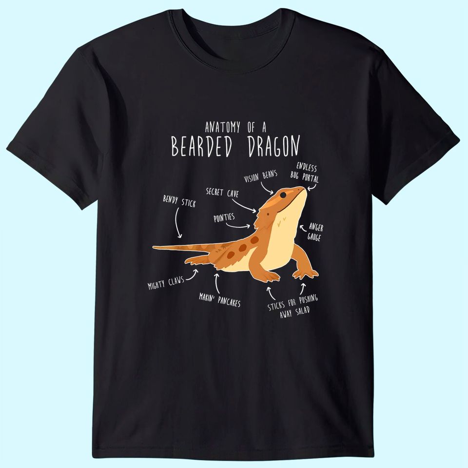 The Anatomy of a Bearded Dragon, Pet Reptile Lizard Lover T-Shirt