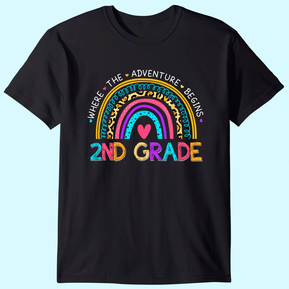 Leopard Rainbow 2nd Grade Where The Adventure Begins T Shirt