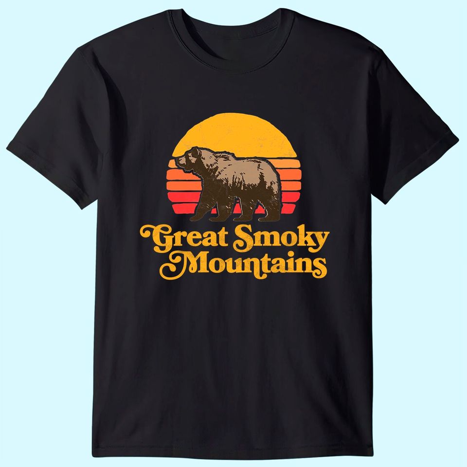 Retro Great Smoky Mountains National Park Bear 80s Graphic T-Shirt
