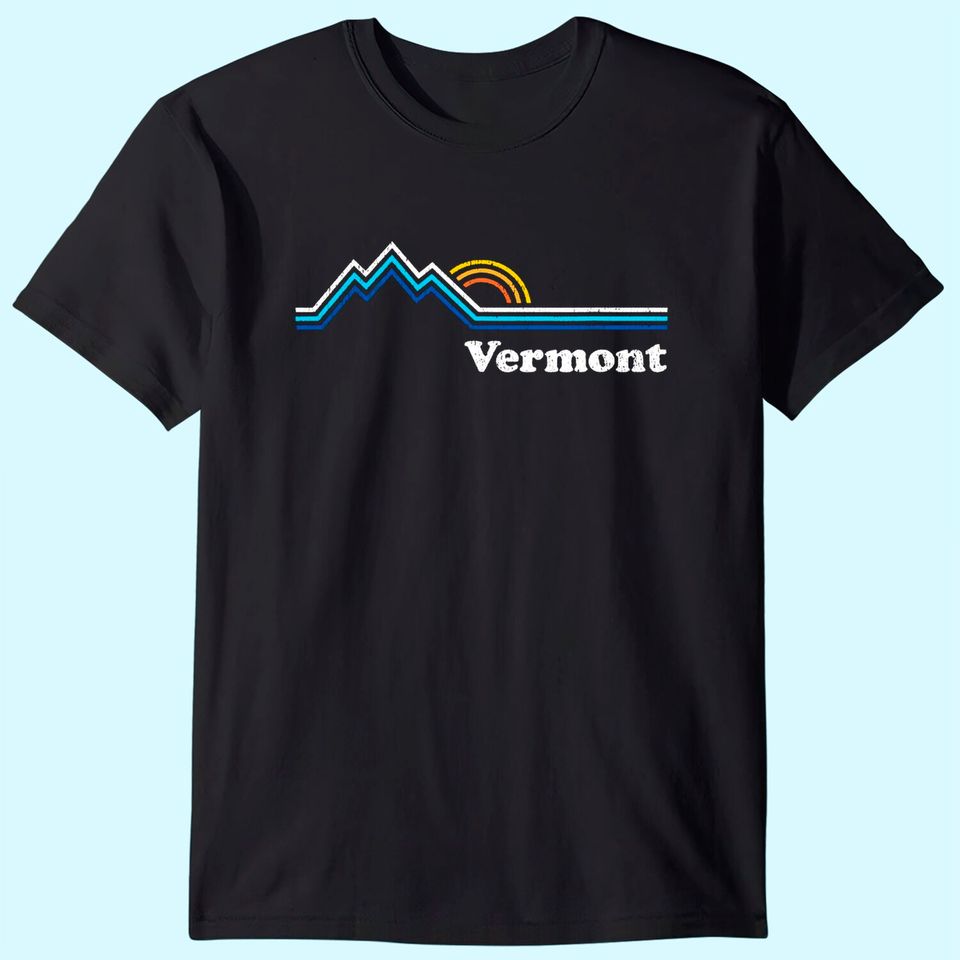 Retro Vermont Vintage Sunrise Mountains T Shirt