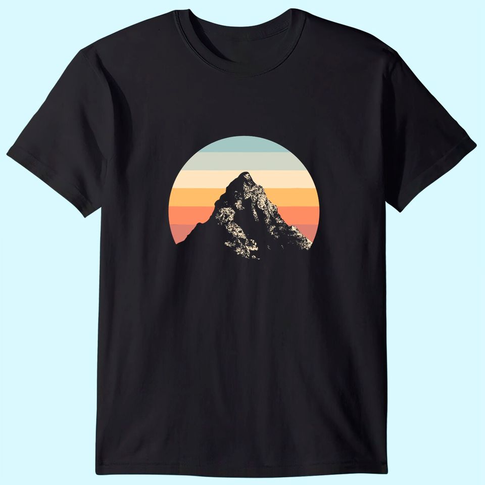 Mountain Sunset Circle Rainbow Outdoors Nature Hiking Fan T-Shirt