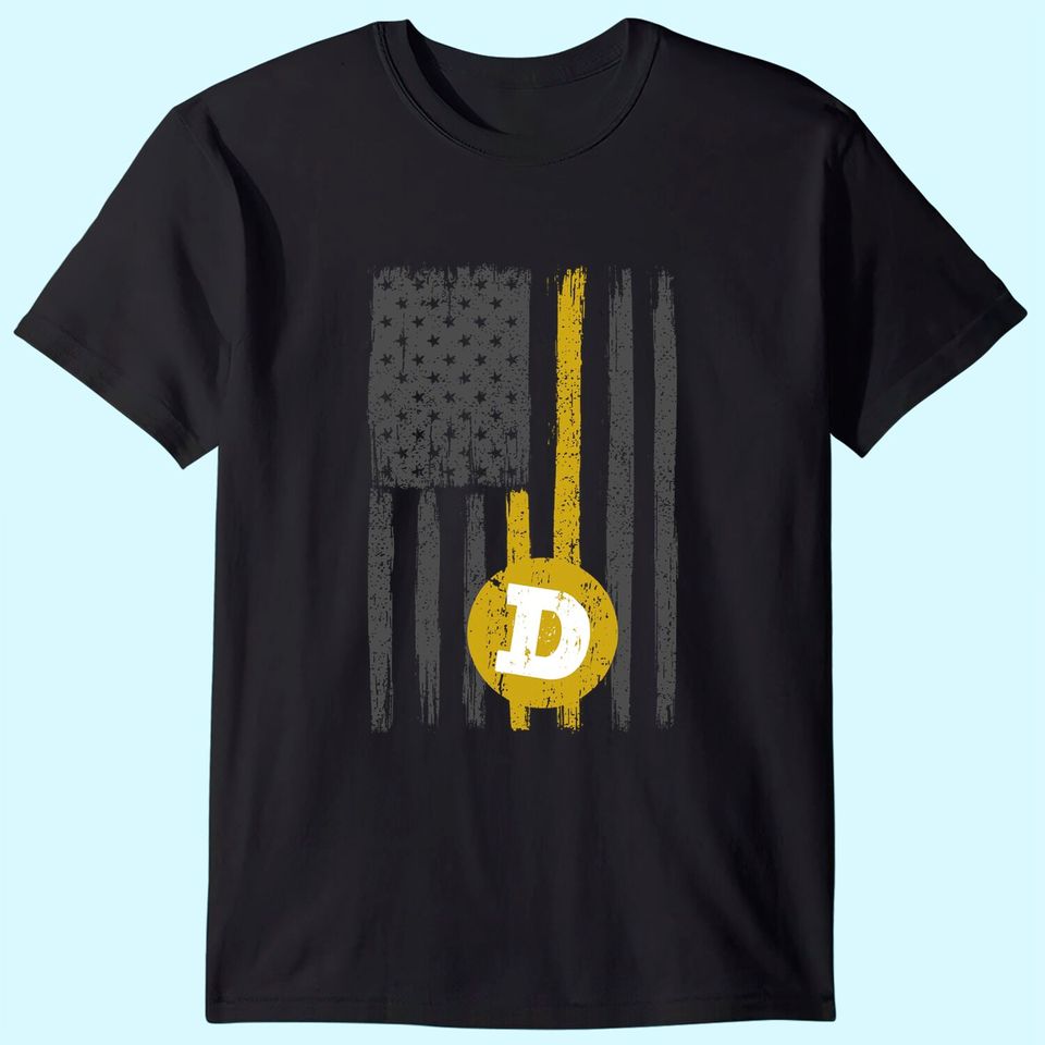 Dogecoin USA Flag To the Moon Distressed Vintage Lover Hodl T-Shirt