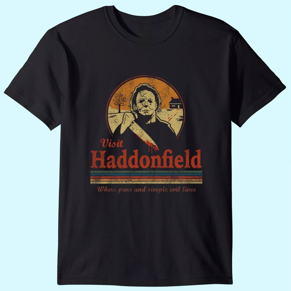 Visit Haddonfield New Halloween Michael Myers Mens Vintage Classic T-Shirt