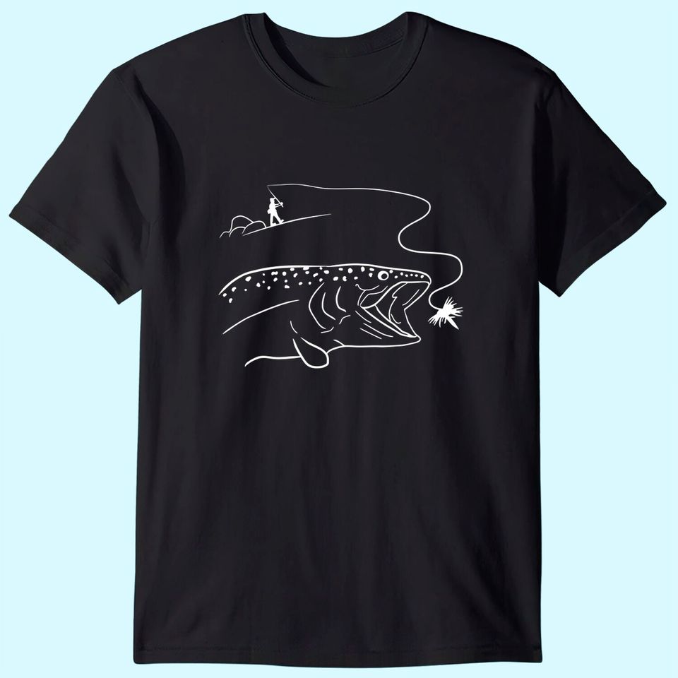 Fly Fishinger Catches Big Trout for Mountain Lover T-Shirt