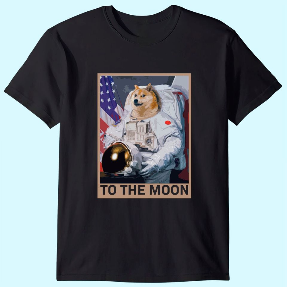 Dogecoin Astronaut To the Moon Blockchain HODL Crypto T Shirt
