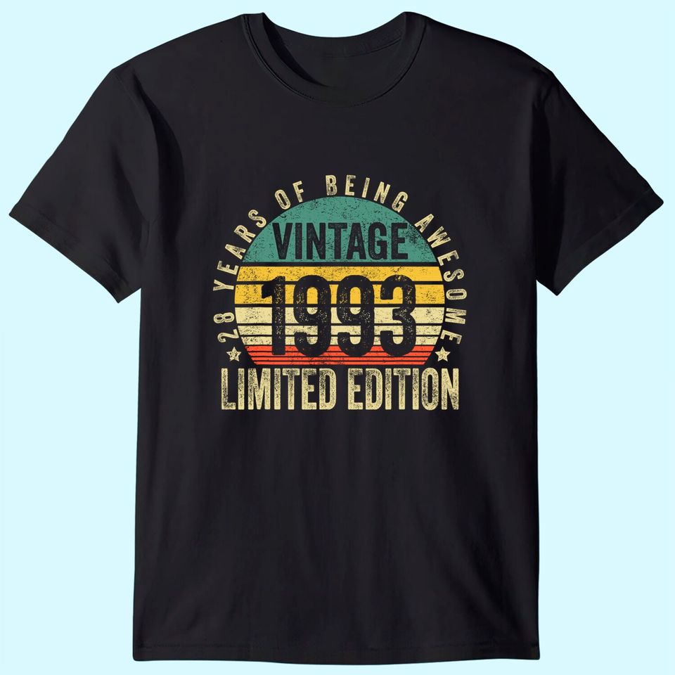 28 Year Old Gifts Vintage 1993 Limited Edition 28th Birthday T Shirt