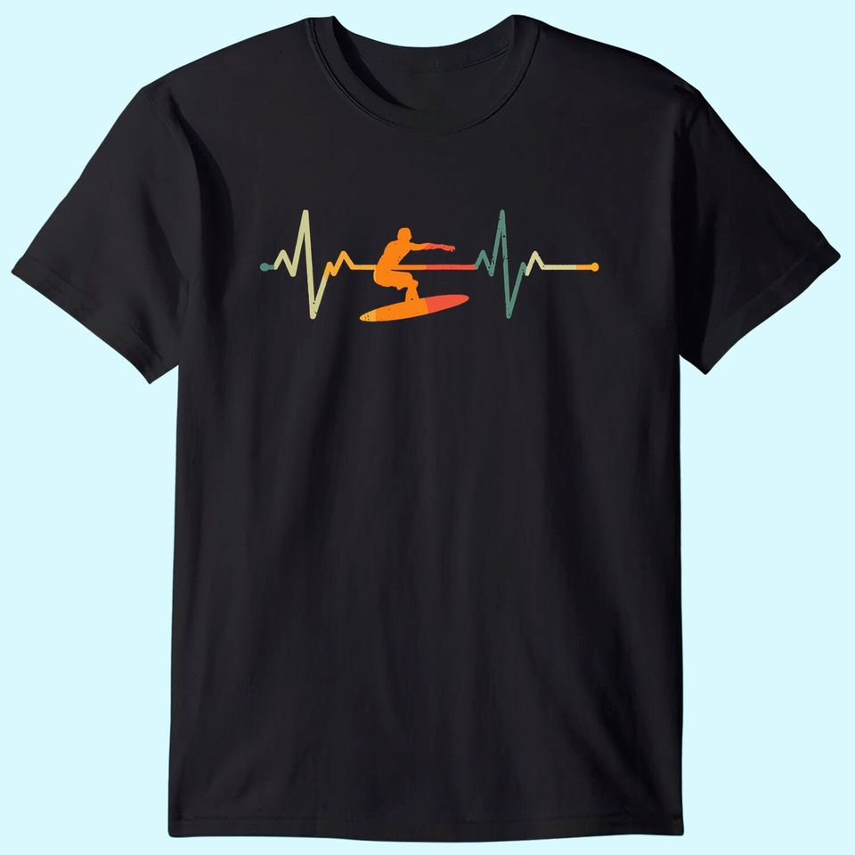 Surf Surfer Gift Heartbeat Waves Surfing T Shirt