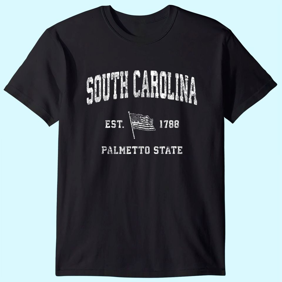 South Carolina SC Vintage US Flag Sports Design T Shirt