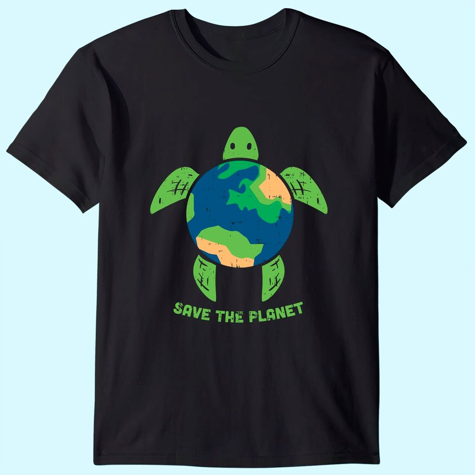 Save The Planet Earth Day Environment Turtle Recycle Ocean T Shirt