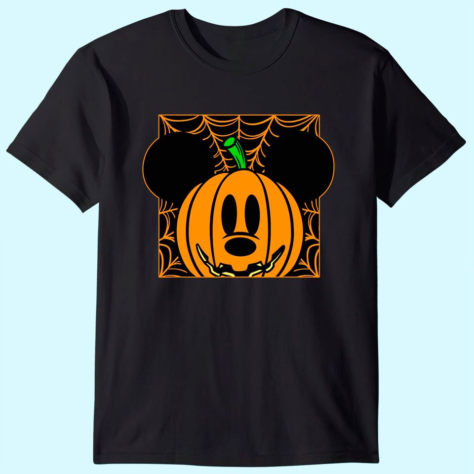 Mickey Mouse Pumpkin Web Halloween T Shirt