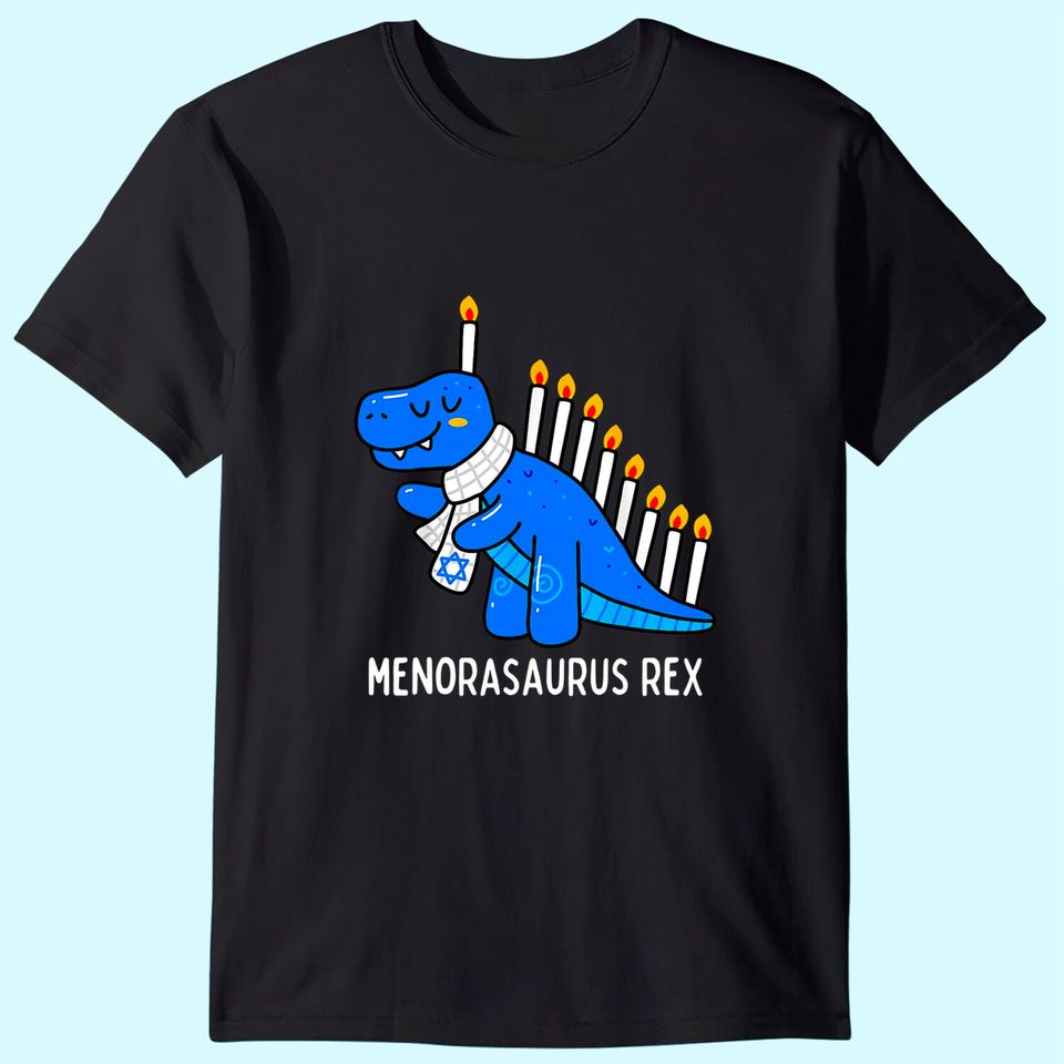 Hanukkah Dinosaur Menorasaurus T Rex Dino Chanukah Boys Gift T-Shirt