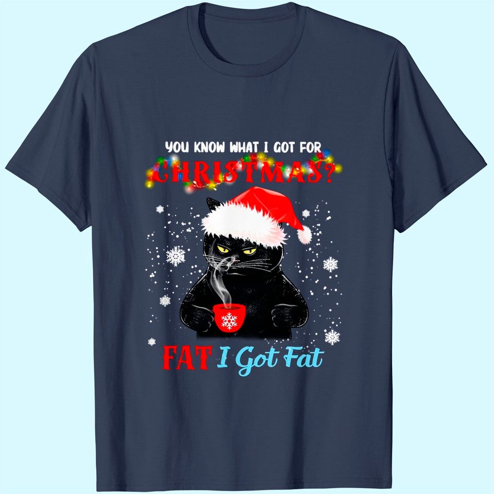 Black Cat I Got Fat For Christmas Classic T-Shirt