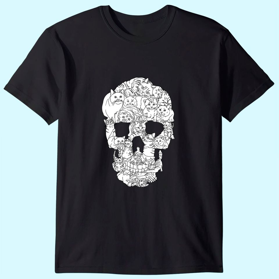 Cat Skull Halloween T Shirt