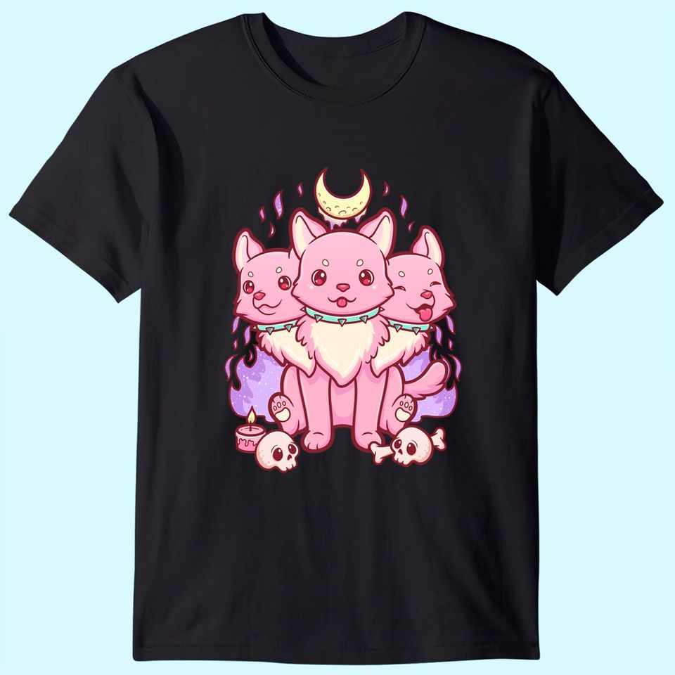 Kawaii Pastel Goth Cute Creepy 3 Headed Dog T Shirt