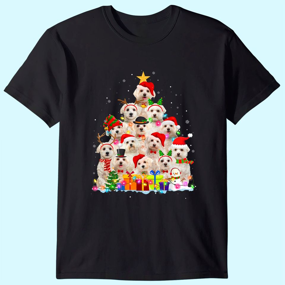 Christmas Pajama Maltese Tree Xmas T Shirt