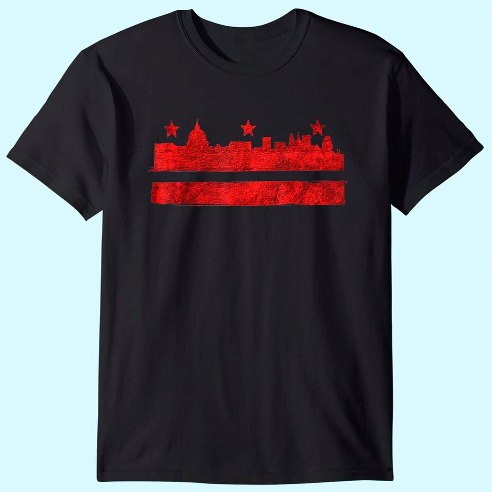 Vintage Skyline Washington Dc Flag Cities Usa Pride T Shirt