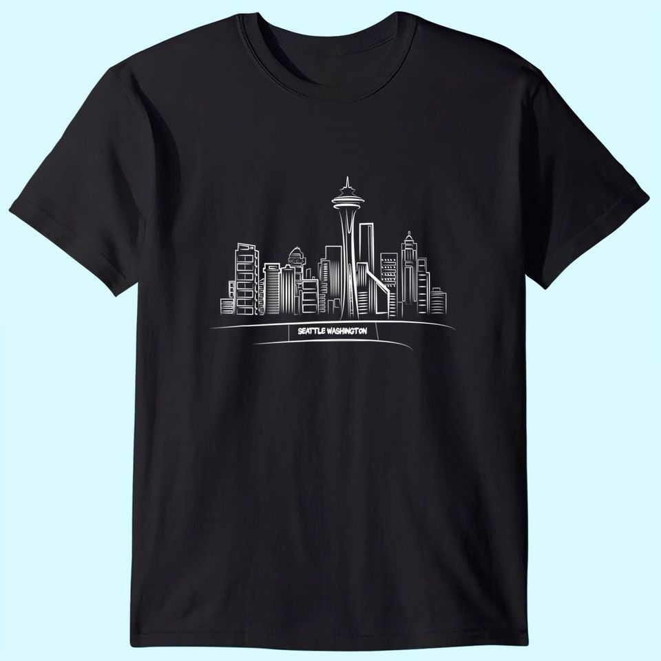Seattle Washington Sketch Of Downtown Space Needle T Shirt