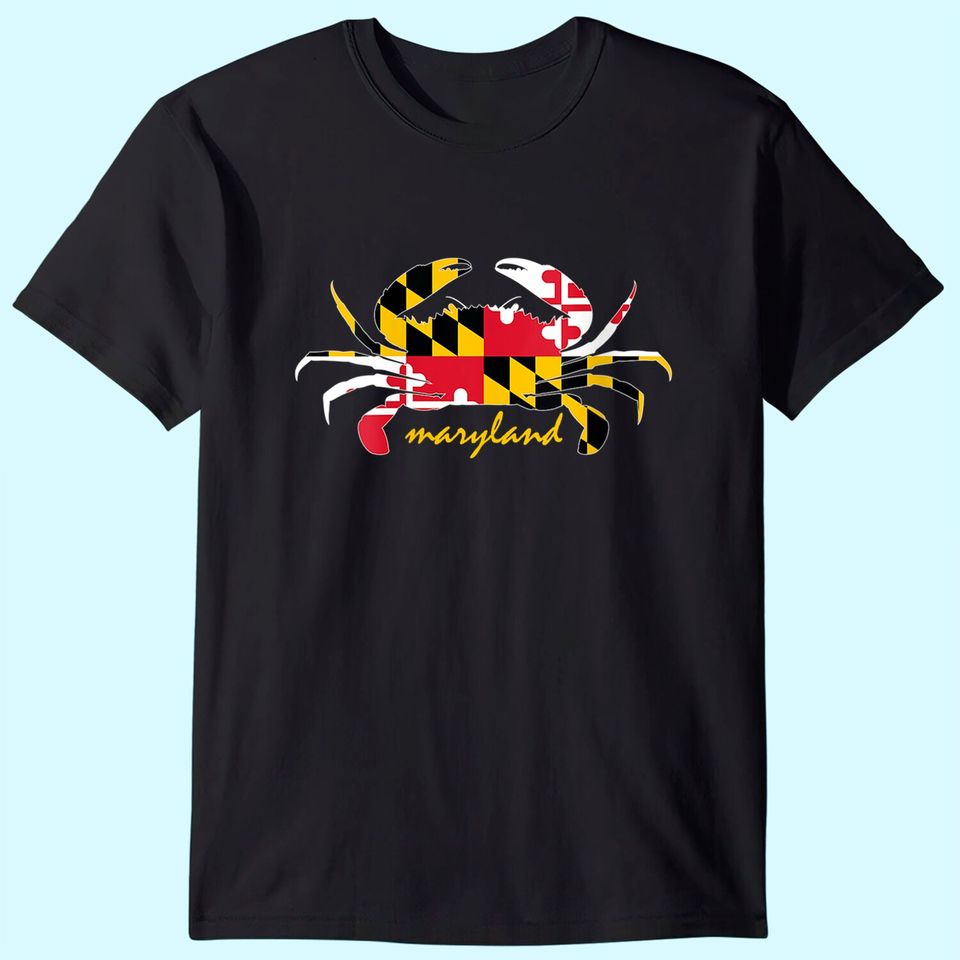 Maryland Crab Cute State Pride Flag T Shirt