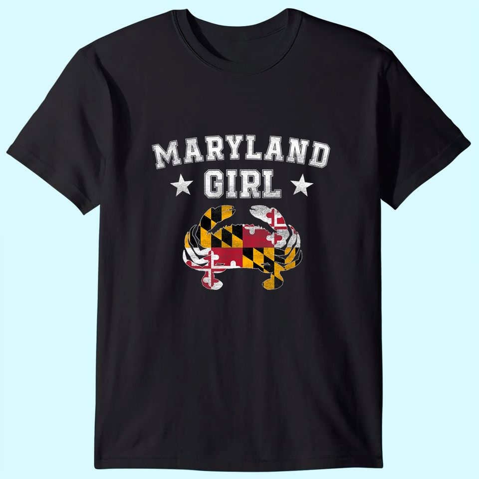 Maryland Girl Flag Blue Crab T Shirt