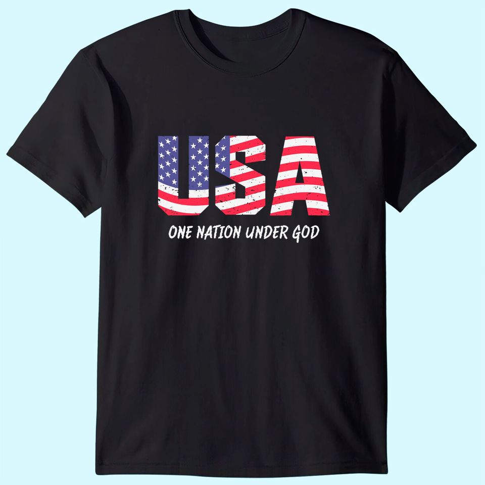 Womens One nation under god American Flag USA V-Neck T-Shirt