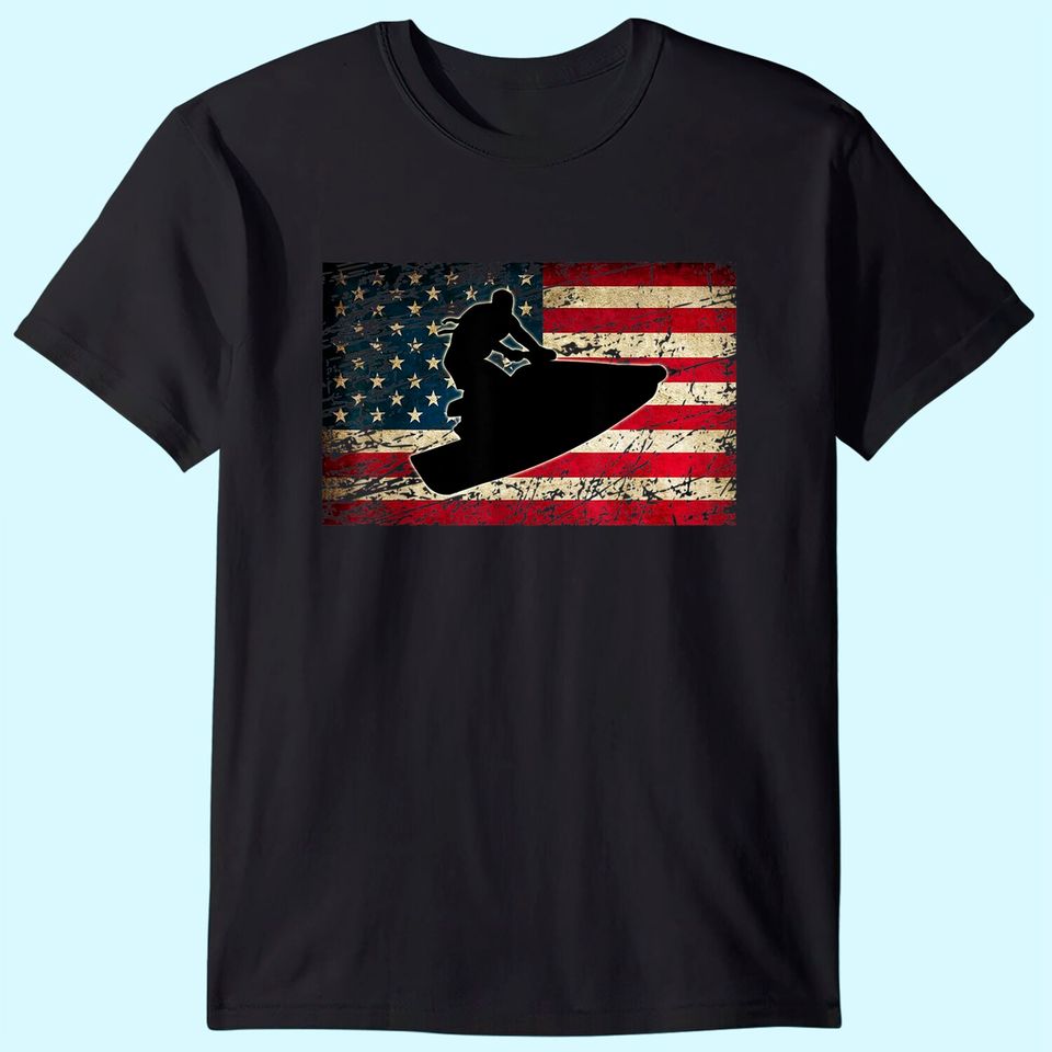 Jet Ski With American USA Flag Jetski Clothes  Shirt