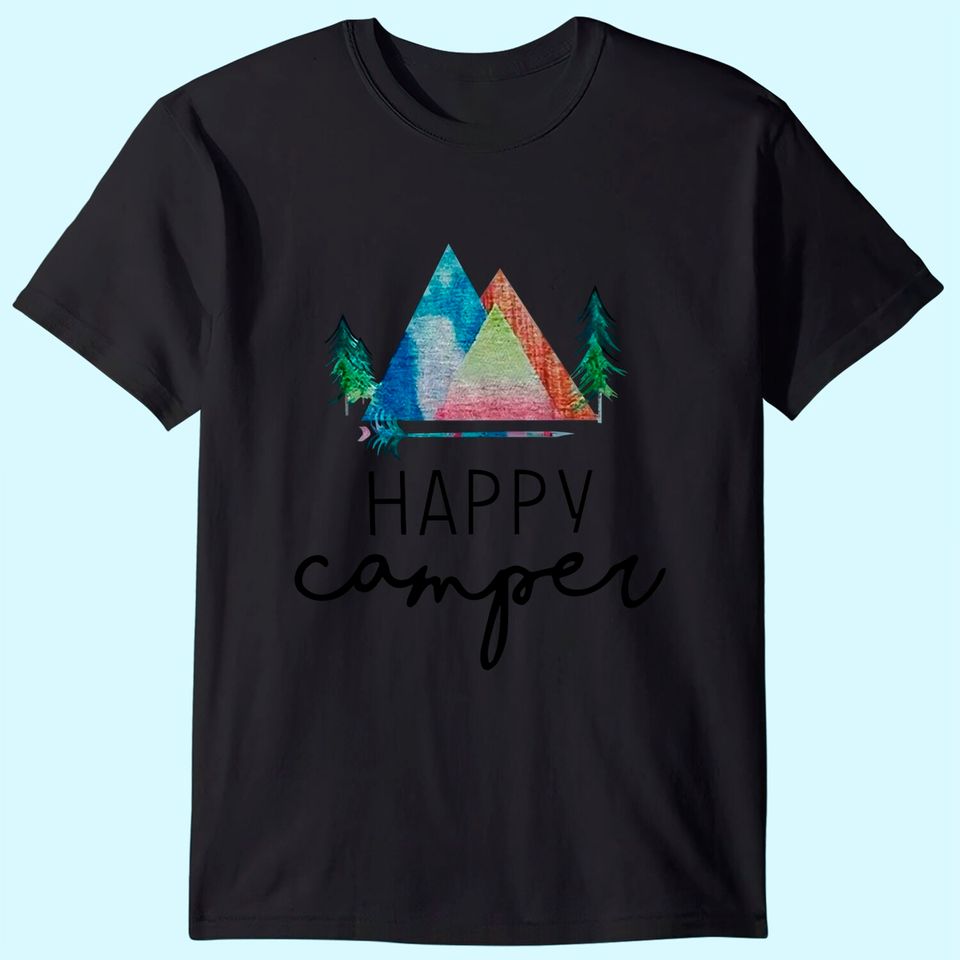 ZJP Women Casual Happy Camper Shirts Short Sleeve Letter Printed T Shirt Tops Pullover Sweatshirt…