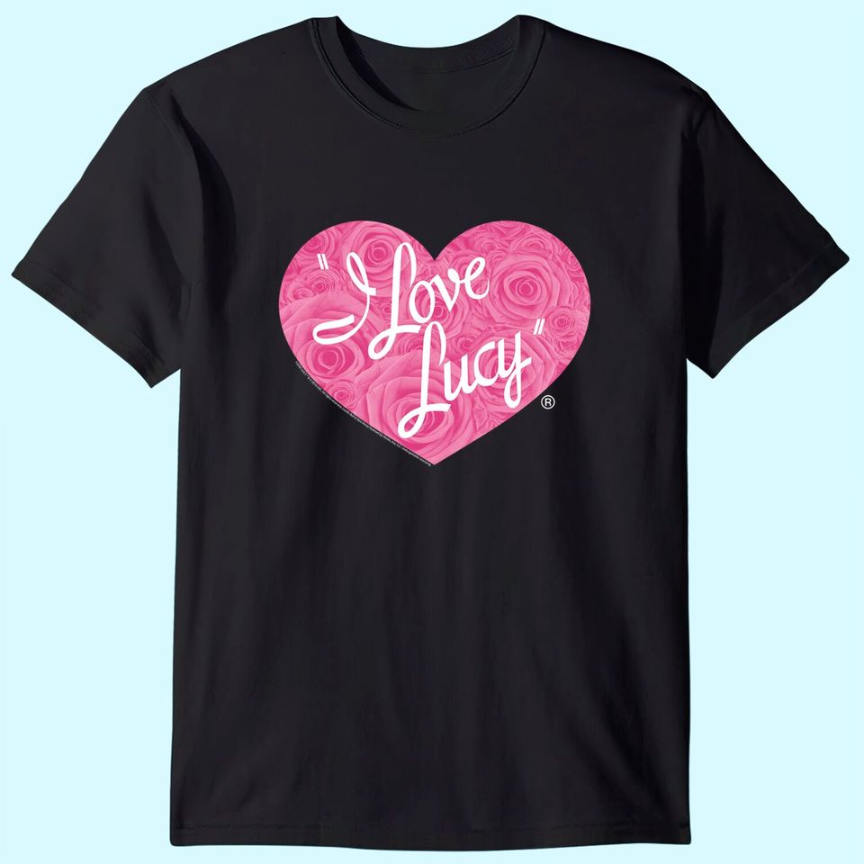I Love Lucy Classic TV Comedy Lucille Ball Pink Roses Logo Adult T-Shirt