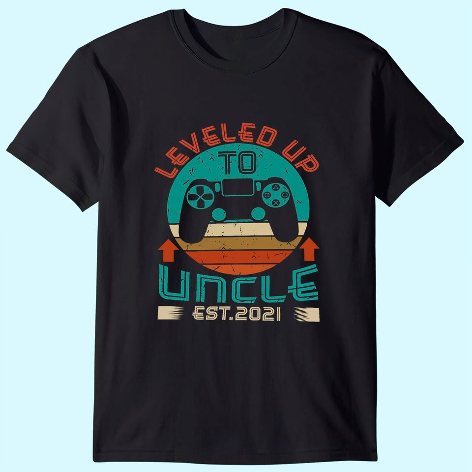 Promoted To Uncle EST 2021 Leveled Up Funny T-Shirt