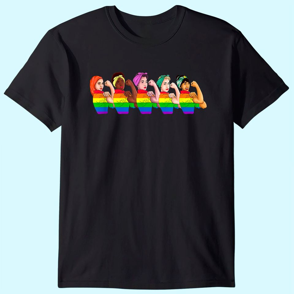 Human Rights Shirt Women Rainbow LGBTQ Pride Rosie Riveter T-Shirt