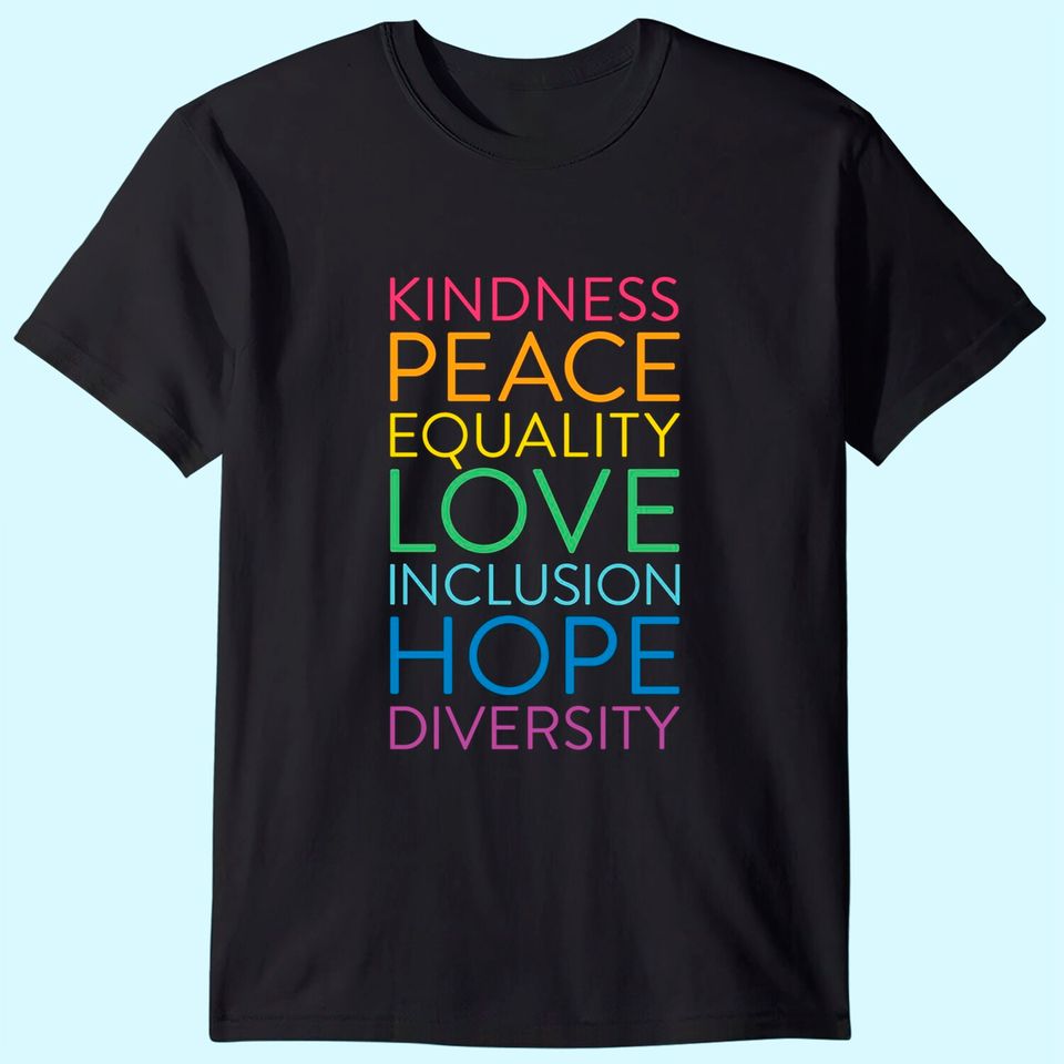 Womens Peace Love Inclusion Equality Diversity Human Rights V-Neck T-Shirt