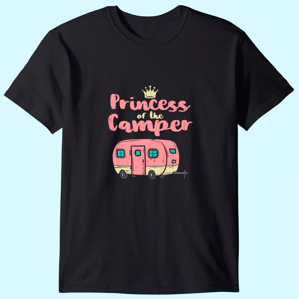 Princess Of Camper Cute Camping Van Trailer RV Kids Girls T-Shirt