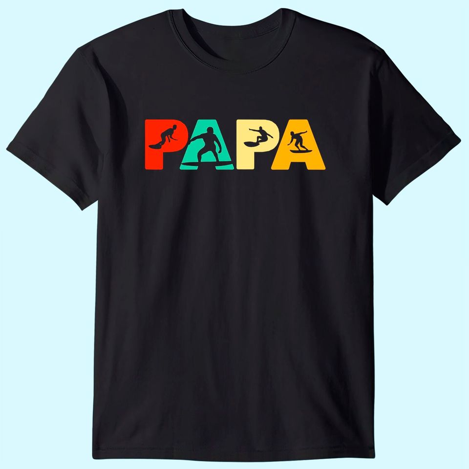 Mens Surf Dad, Retro Papa Surfing Father's Gift T-Shirt