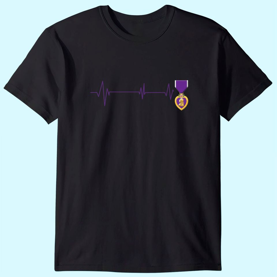 Heart Beats Purple Heart US Military Purple Heart Veteran T-Shirt
