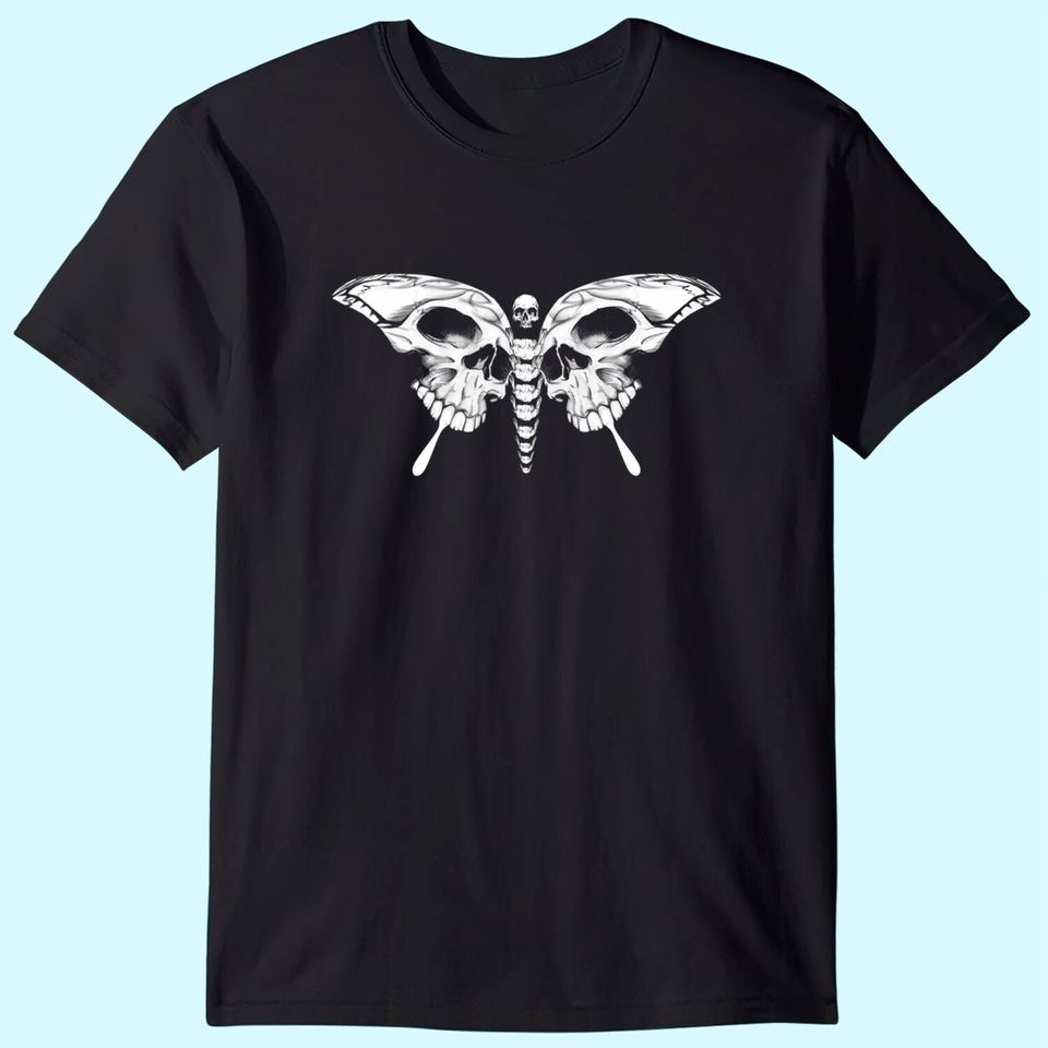 Skull Butterfly Cool Gothic Skeleton Calavera Artistic Head T Shirt