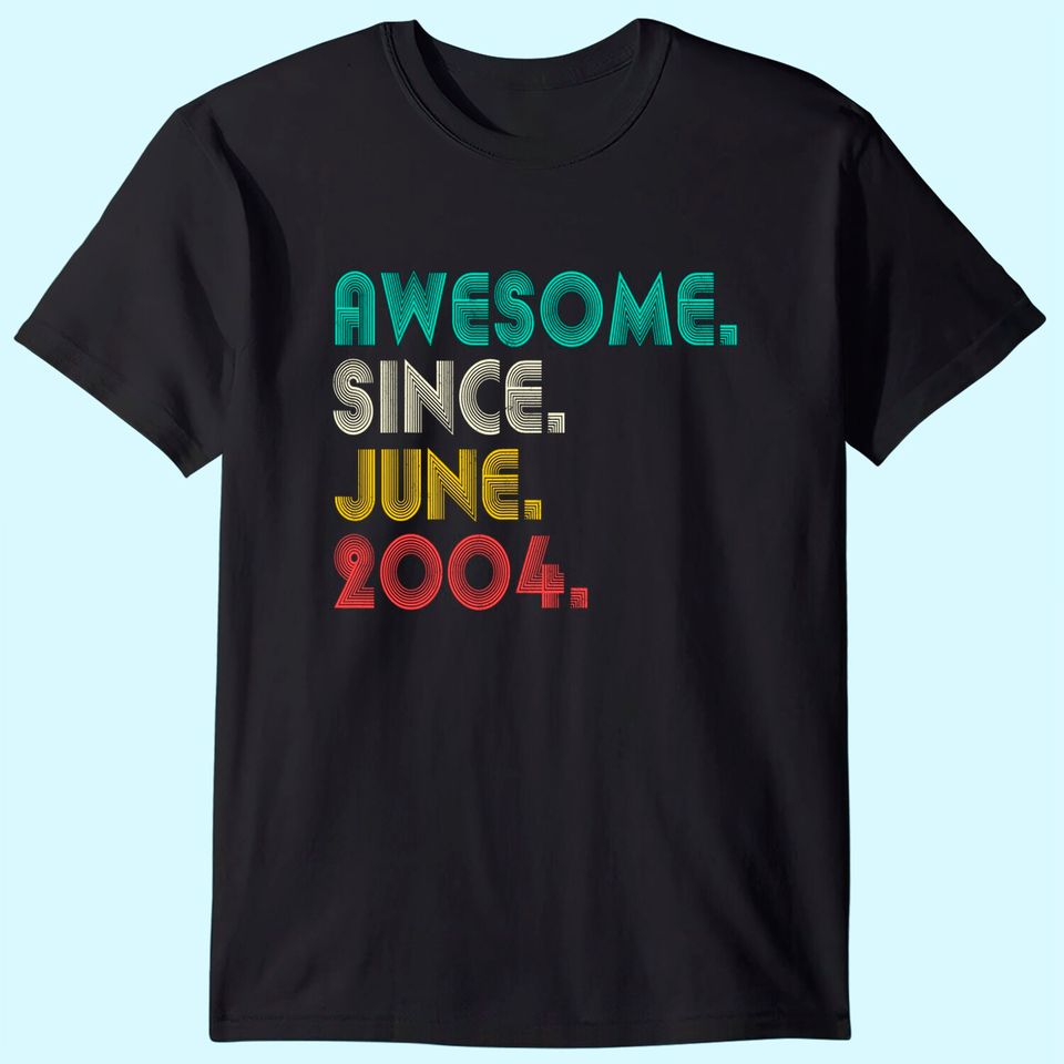 17th Birthday Awesome Since June 2004 Boy Girl T-Shirt