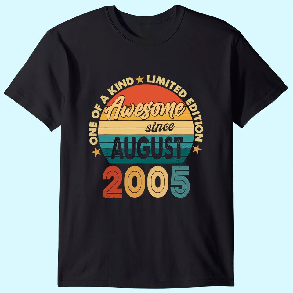 16th Birthday Men Awesome Since August 2005 T-Shirt