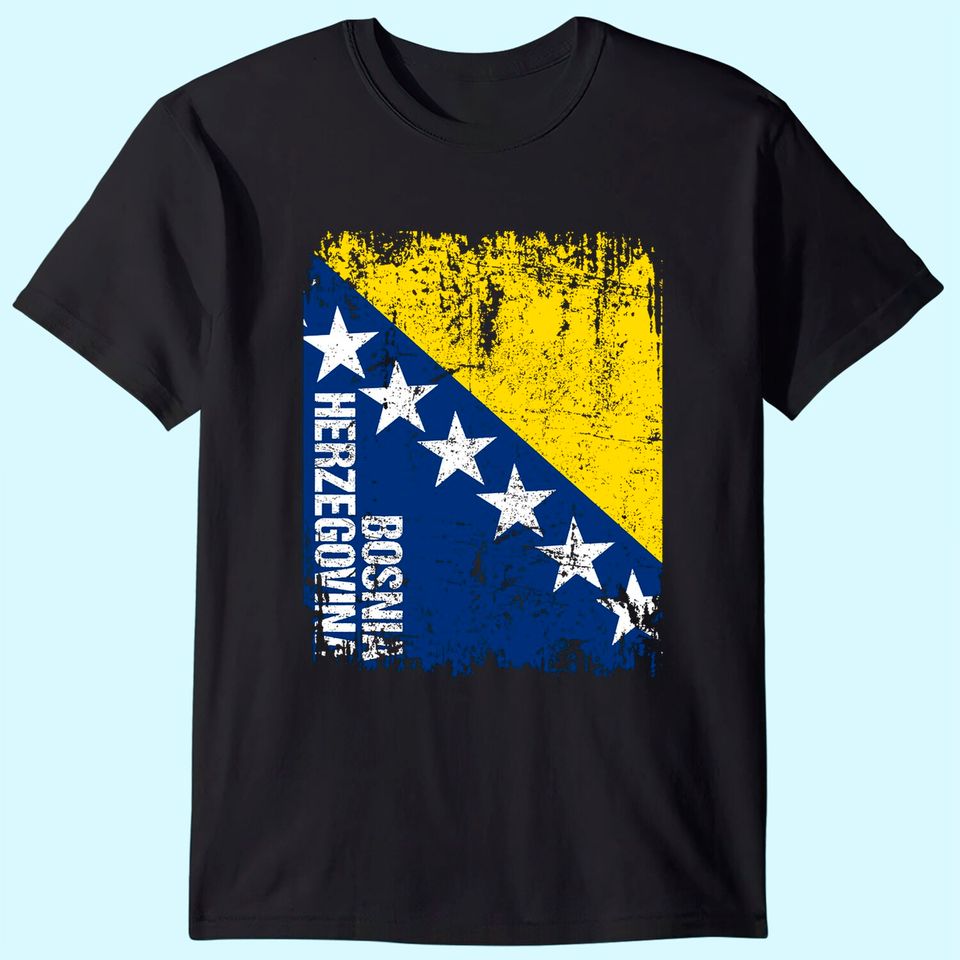 Bosnia Flag Vintage Distressed T Shirt