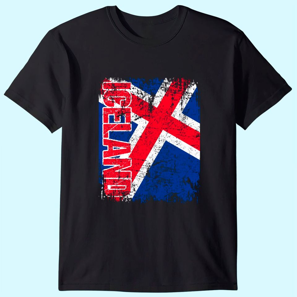 Iceland Flag Vintage Distressed T Shirt