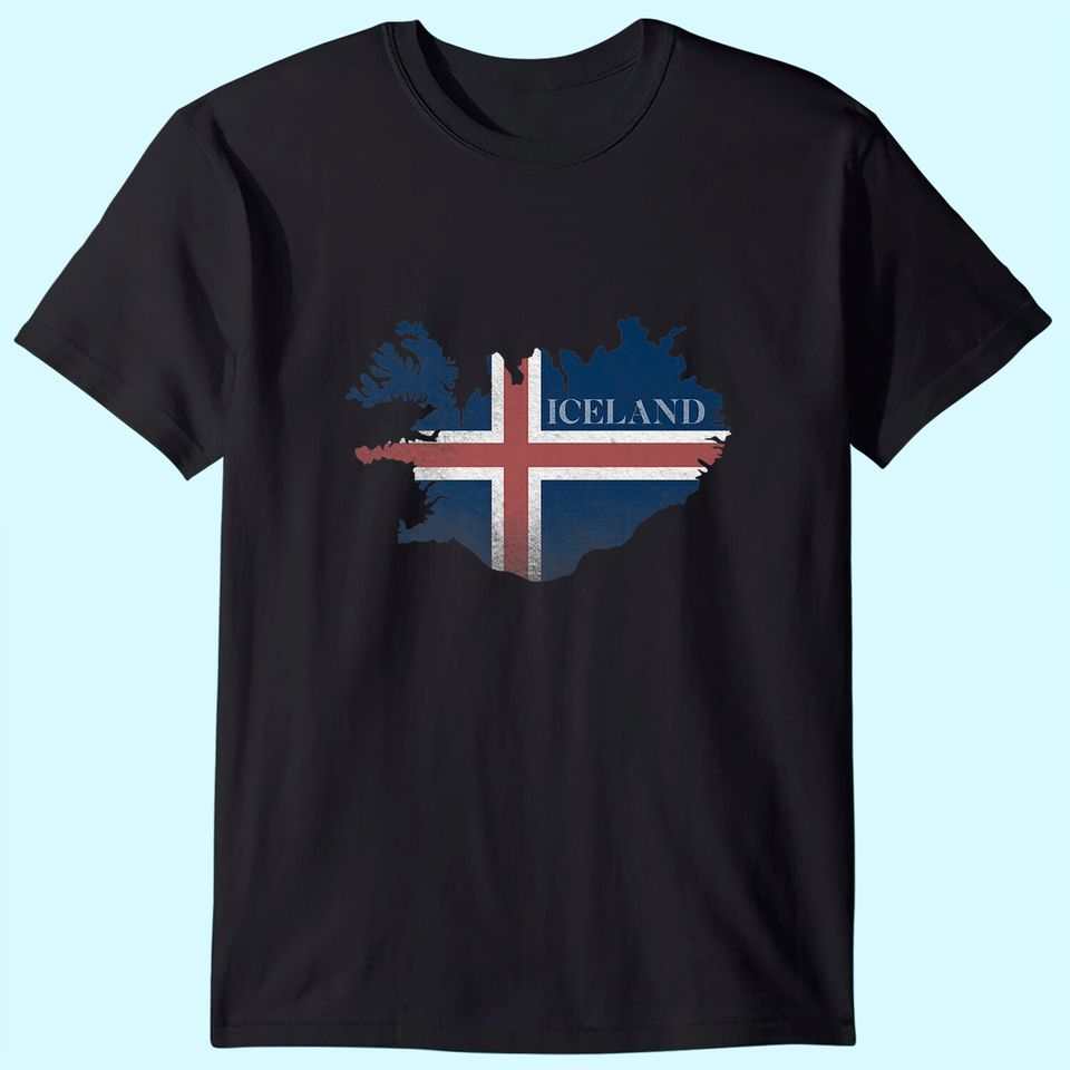 Map Of Iceland Flag T Shirt