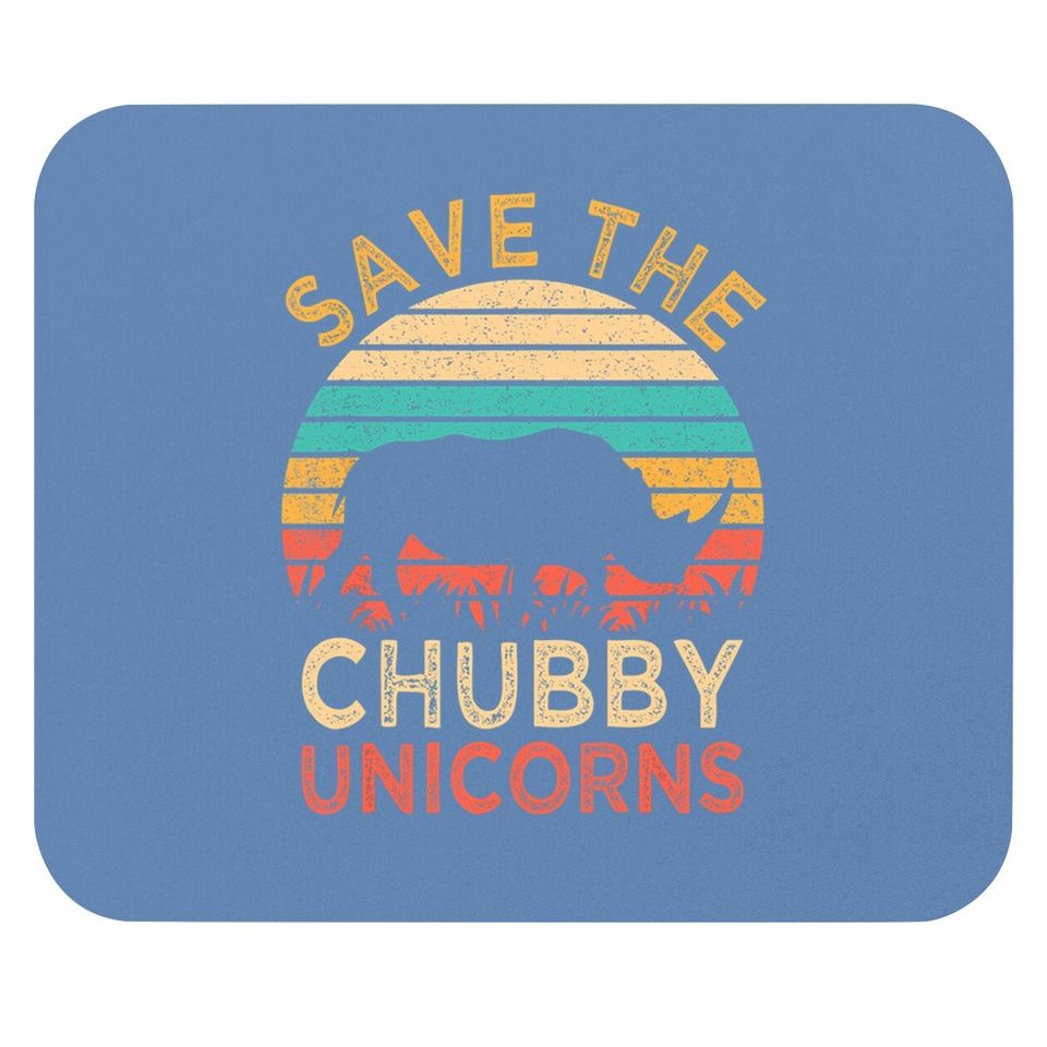 Save The Chubby Unicorns Vintage Funny Rhino Animal Rights Mouse Pad