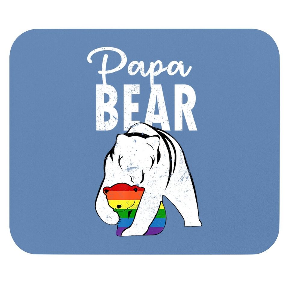 Papa Bear Gay Pride Rainbow Flag Lgbt Dad Camping Father Day Mouse Pad