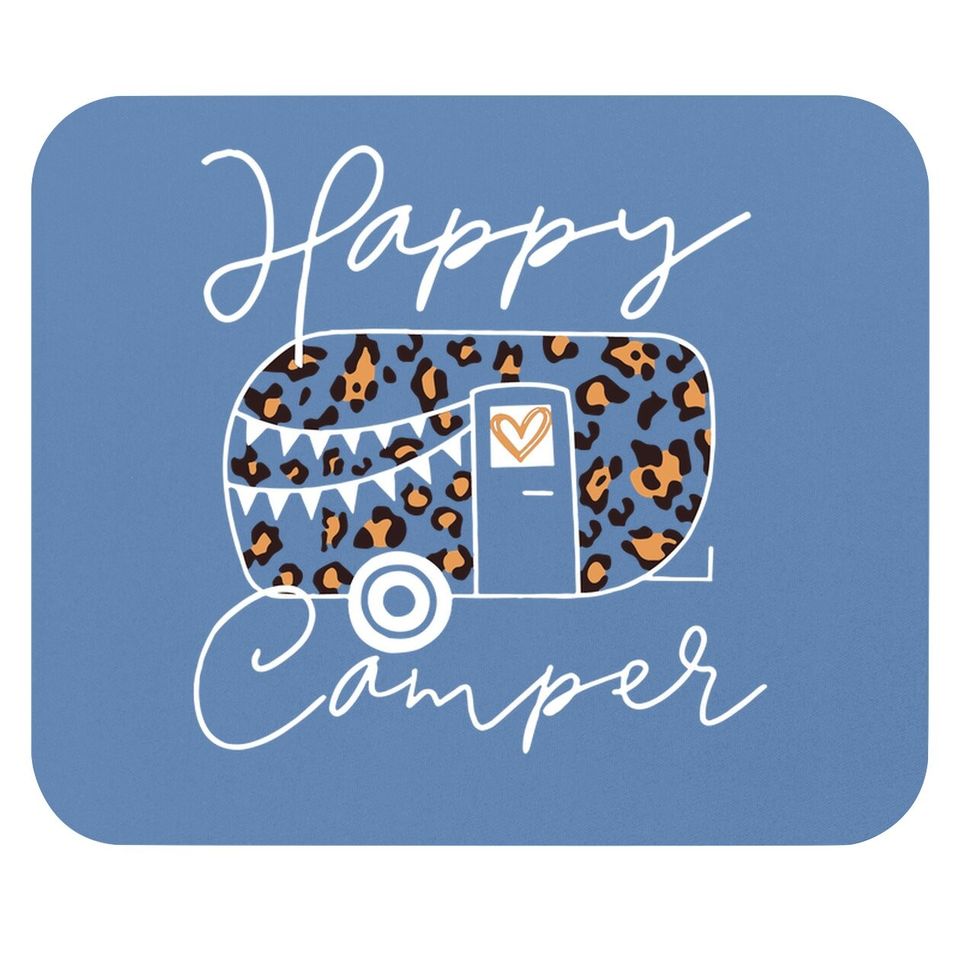 Leopard Truck Happy Camper Mouse Pad For Funny Animal Graphic Mountain Camping Mouse Pad Summer Casual Hiking Trip Mouse Pad