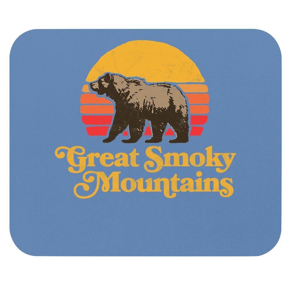 Retro Great Smoky Mountains National Park Bear 80s Graphic Mouse Pad